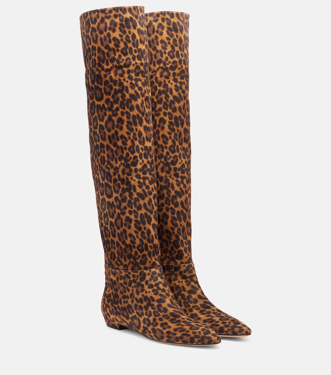 Замшевые сапоги с леопардовым принтом Gianvito Rossi, Almond Leopard Print