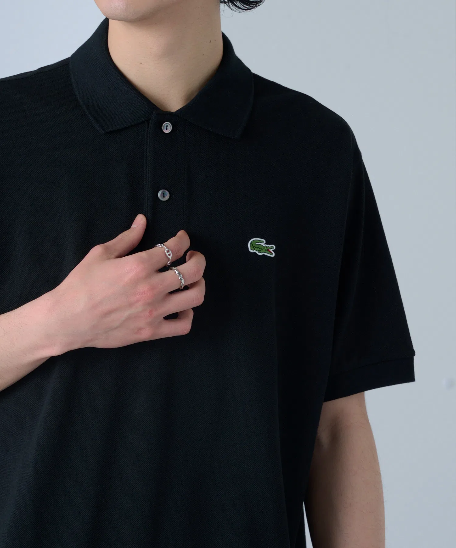 Поло Lacoste L1212, классический дизайн, однотонный — фото 3