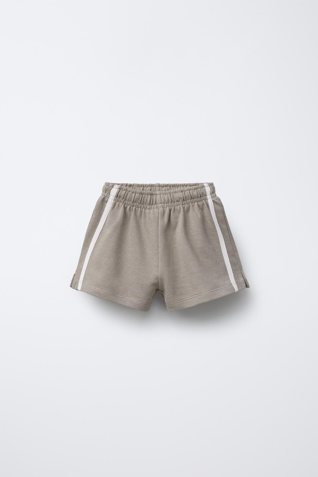 

Шорты-бермуды с боковыми резинками ZARA, цвет Taupe grey