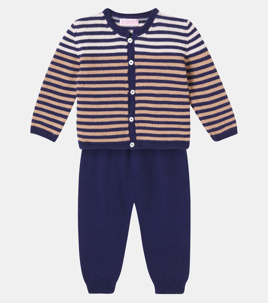 Комплект из полосатого кардигана и брюк Baby Pinto La Coqueta, Navy Stripe — фото 2