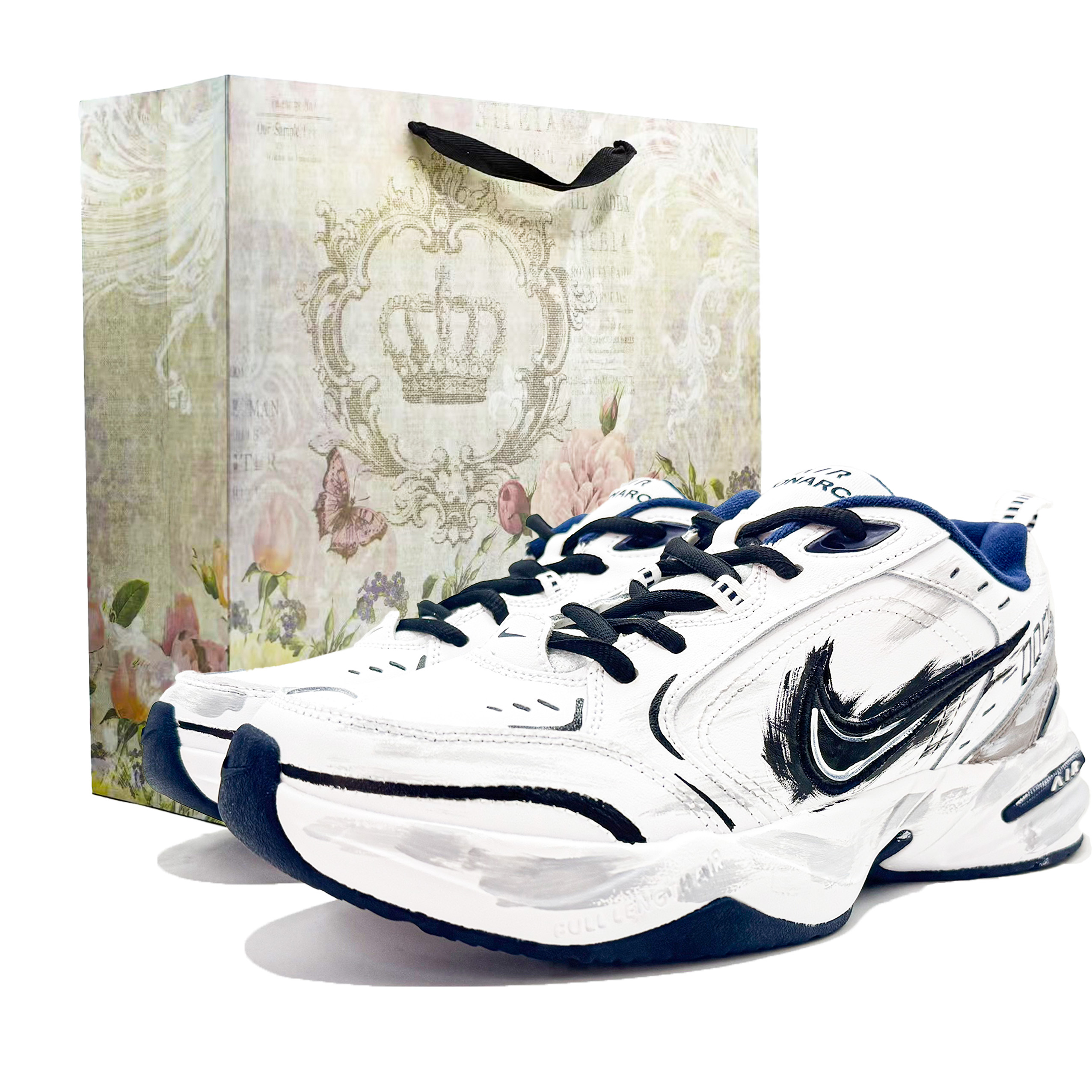 

Nike Air Monarch 4 легкие низкие массивные кроссовки, увеличивающие рост, мужские, белые, серые