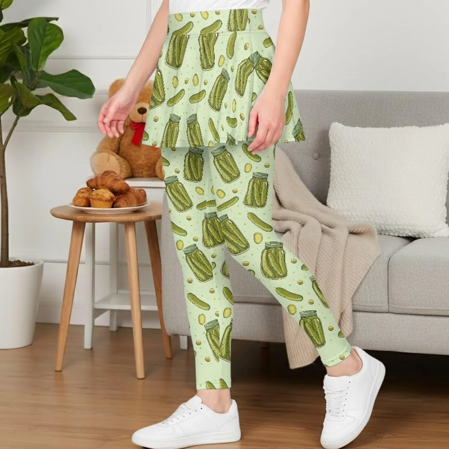 Леггинсы с юбкой 2 в 1 для девочек, Yatixapu, цвет Cucumber — фото 3
