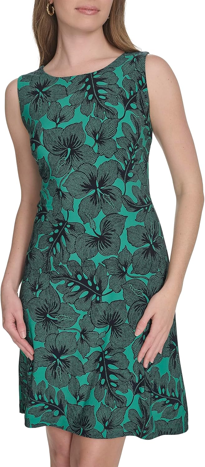 

Женское платье-трапеция Tommy Hilfiger из шифона с рукавами, Parchment/Sky Captain