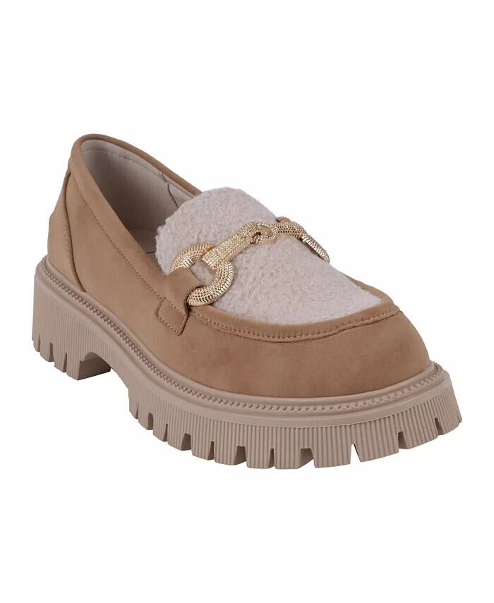Женские мокасины Vince Shearling Lug Sole GC Shoes, коричневый/бежевый