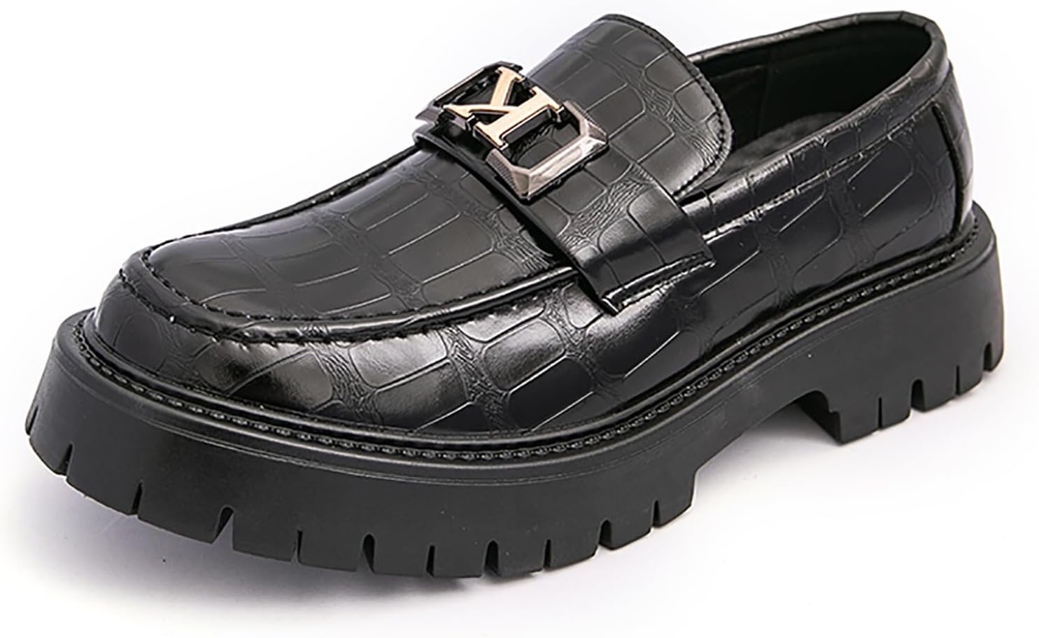 

Мужские слипоны с принтом, кожаной подошвой на платформе и утяжеленной подошвой, с металлической пряжкой, круглым носком, комфортные, без застежки, пенни-лоферы, повседневные, противоскользящие, оксфорды для бизнеса, вечеринок и свадеб Mviobuy,...