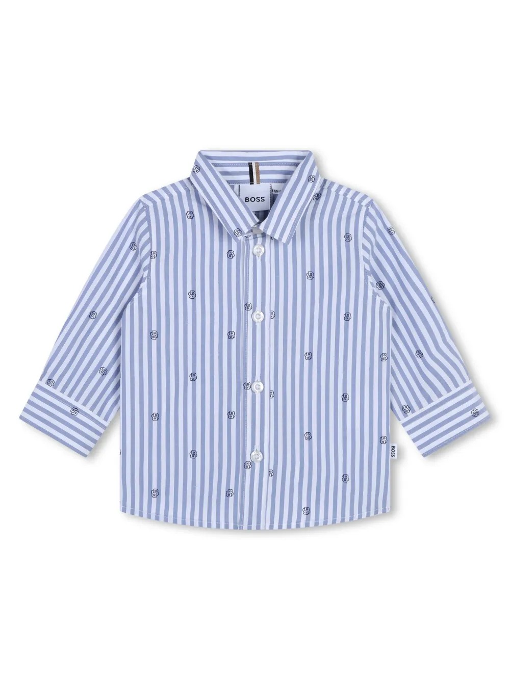 

Полосатая рубашка с логотипом BOSS Kidswear, белый