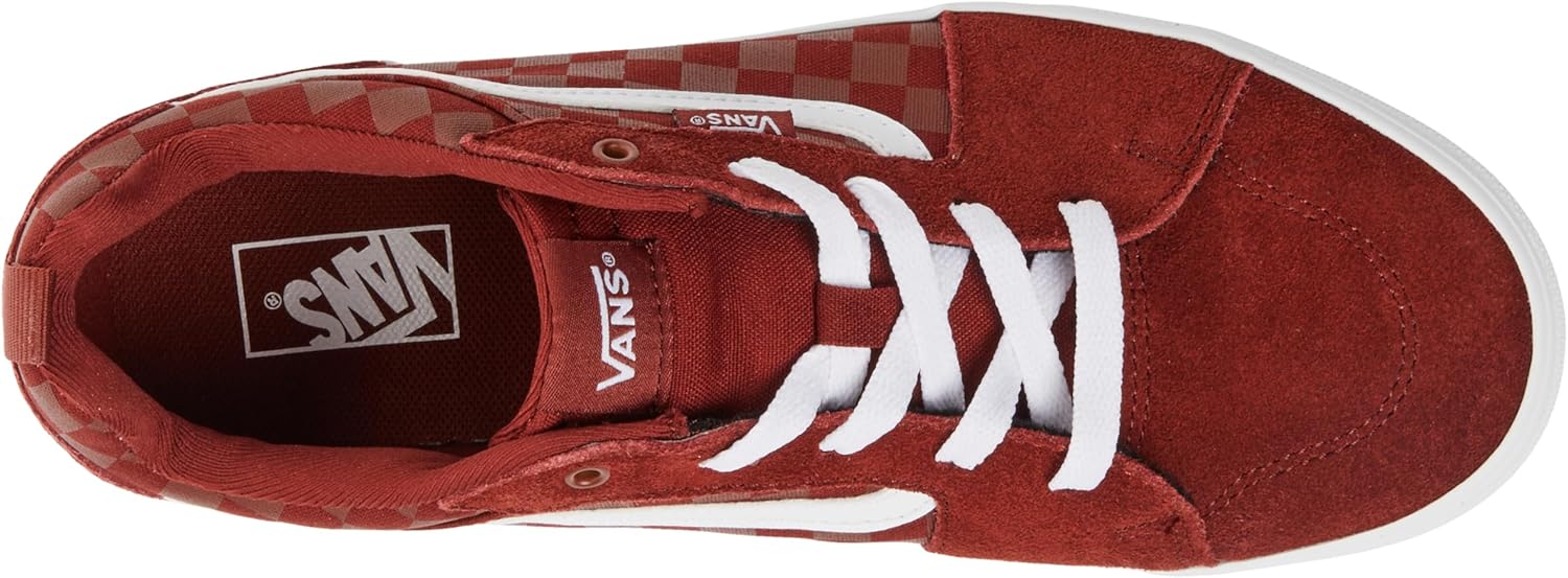 Vans Unisex-Child Filmore Shoe | Низкие модные кроссовки для мальчиков и девочек, для школы и повседневной носки, Tonal Check Brick Red — фото 3