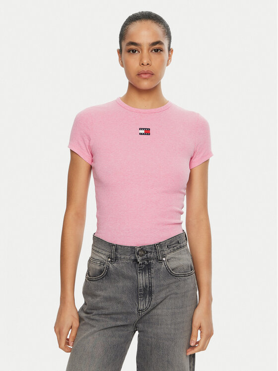 

Облегающая футболка DW0DW20463 Tommy Jeans, розовый