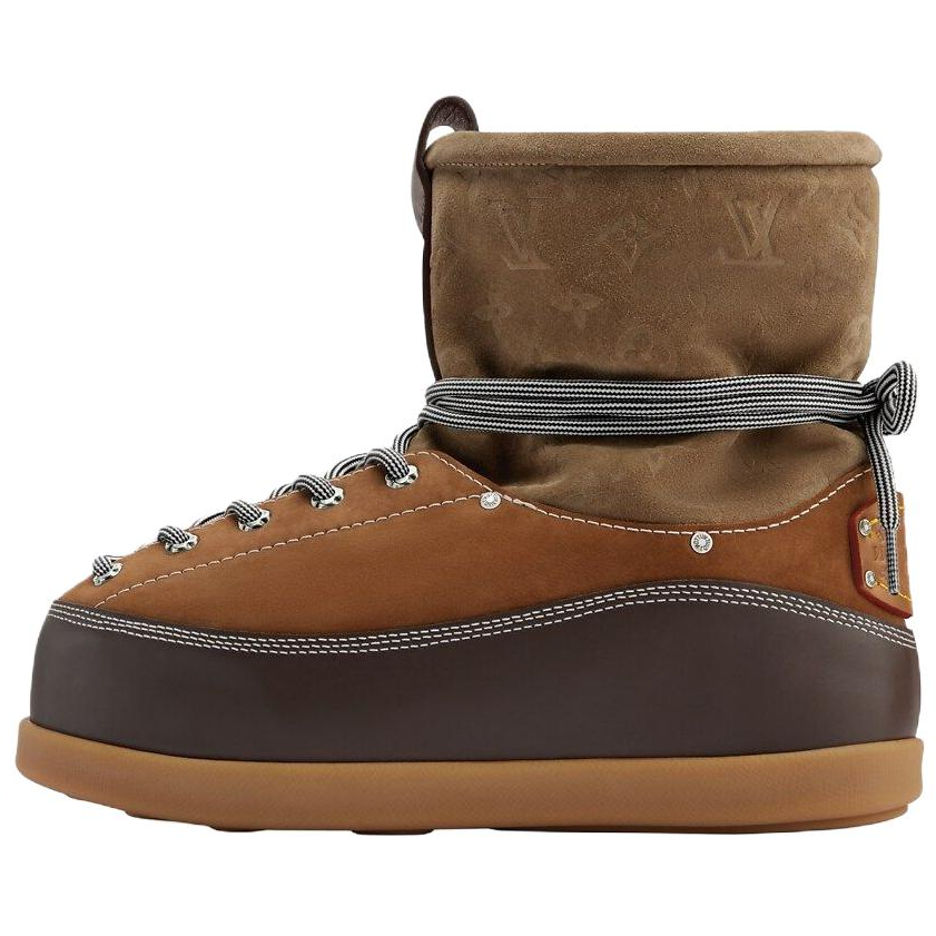 

LOUIS VUITTON Короткие мужские зимние ботинки Yeti FW25 от Nigo Collaboration, коричневые, до середины голени
