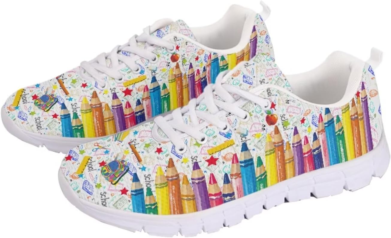 

Кроссовки GETELINSENG Унисекс для бега, легкая спортивная обувь с сеткой, шнуровкой, для тенниса и прогулок, Colorful Crayons
