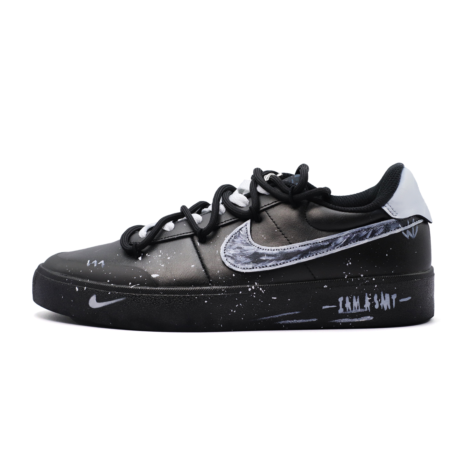

Nike Кроссовки Court Shot Deconstruction Ink Splatter IAM, износостойкие, низкие, для скейтбординга, мужские, черно-белые