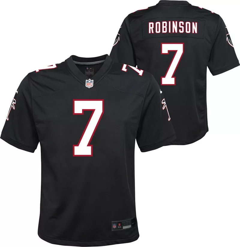 

Черная игровая майка Nike Youth Atlanta Falcons Bijan Robinson #7 Throwback