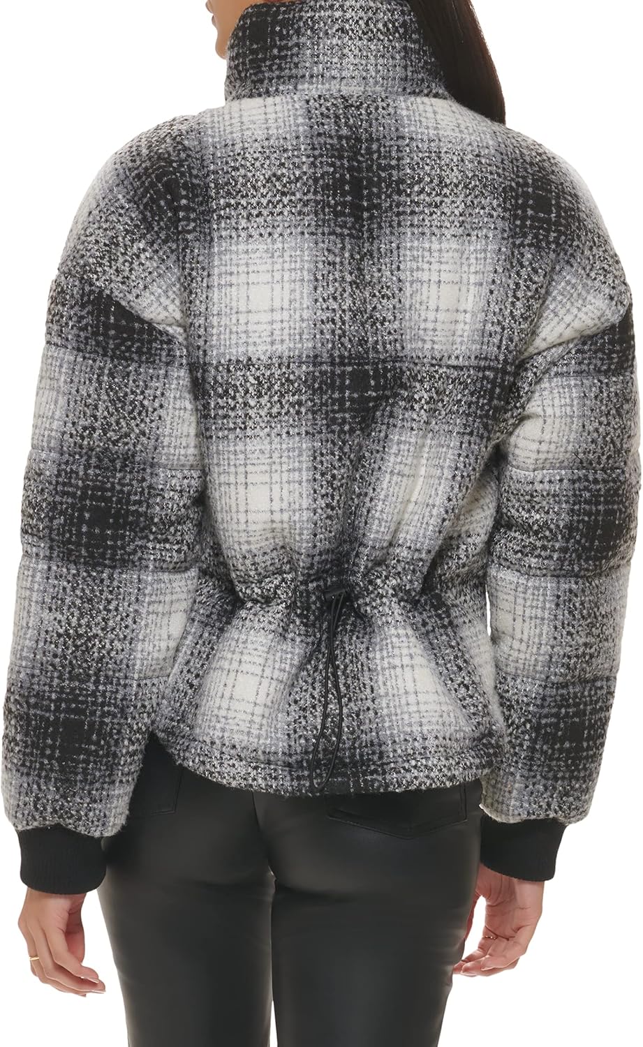 Женская стеганая куртка Levi's с завышенной талией, Black/White Ombre Wool Plaid — фото 4