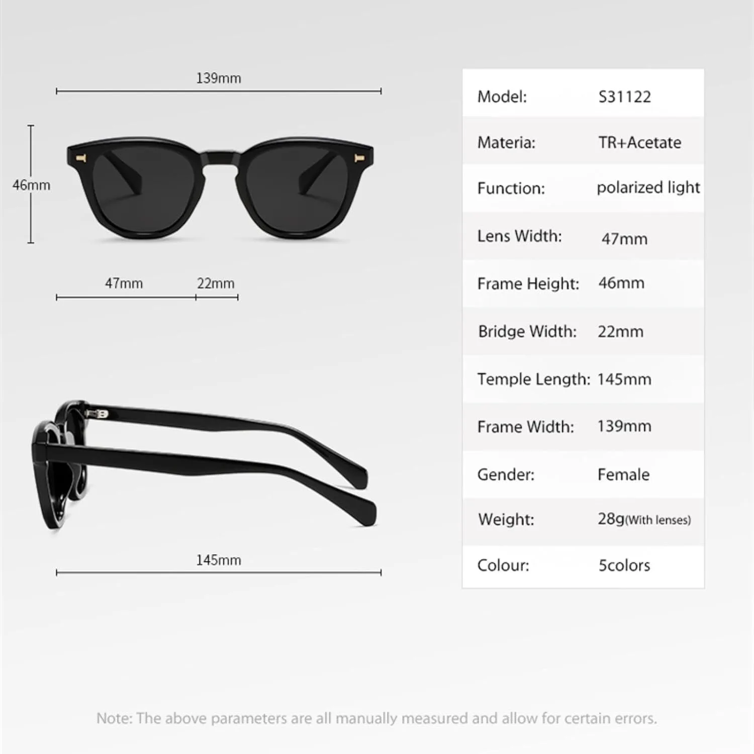 

Женские поляризованные солнцезащитные очки, мужские солнцезащитные очки UV400 с оправой из ацетатного волокна для вождения и вечеринок VFDHN, Wine Red Gray