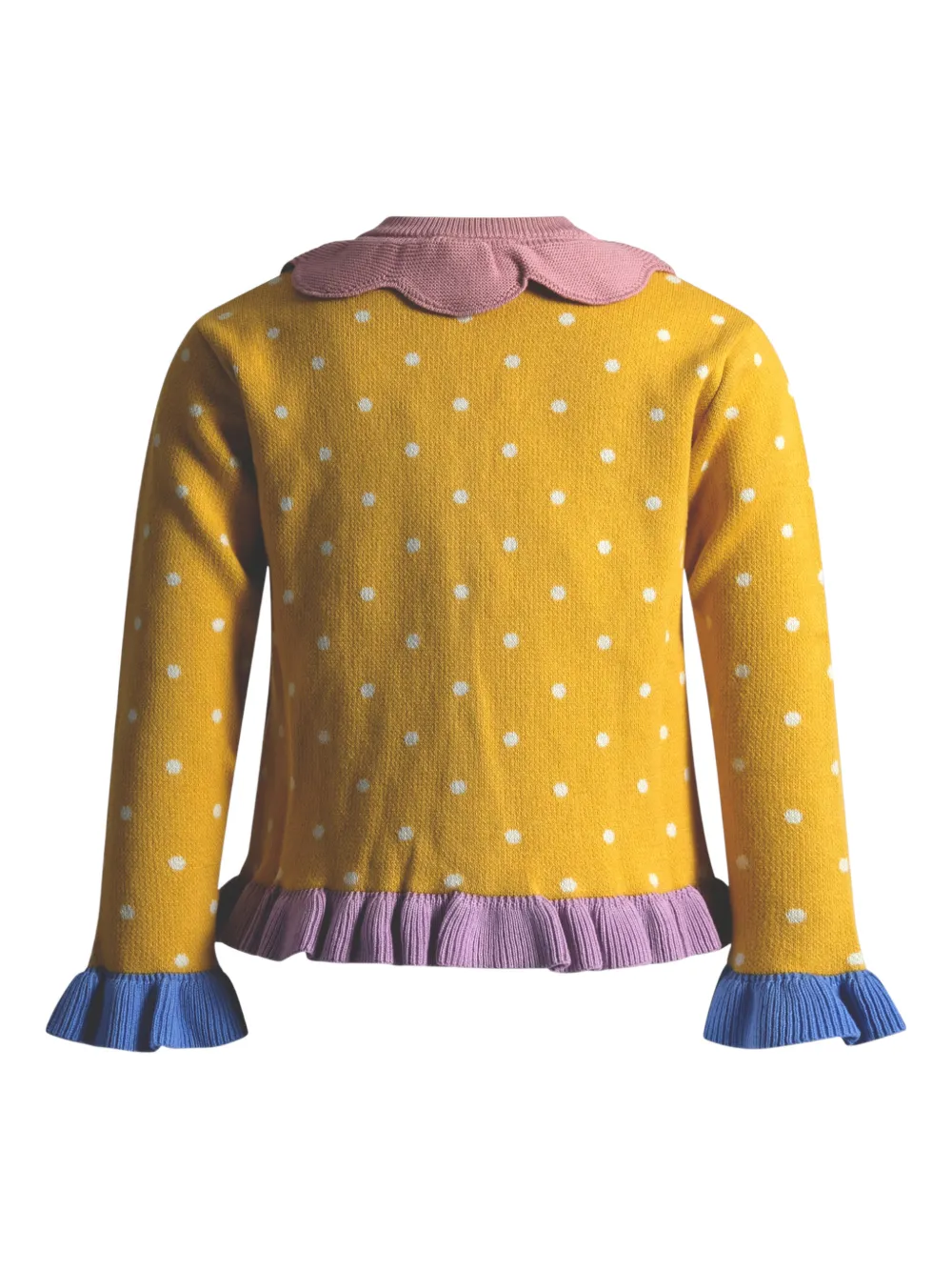 Кардиган с оборками и узором в горох Stella Mccartney Kids, желтый — фото 2