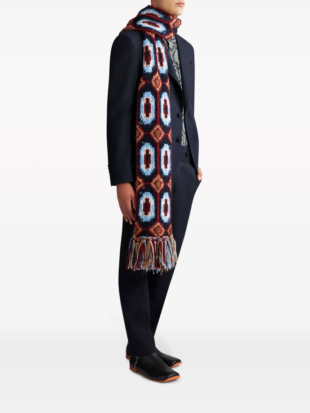 Однобортный пиджак с заостренными лацканами ETRO, синий — фото 2