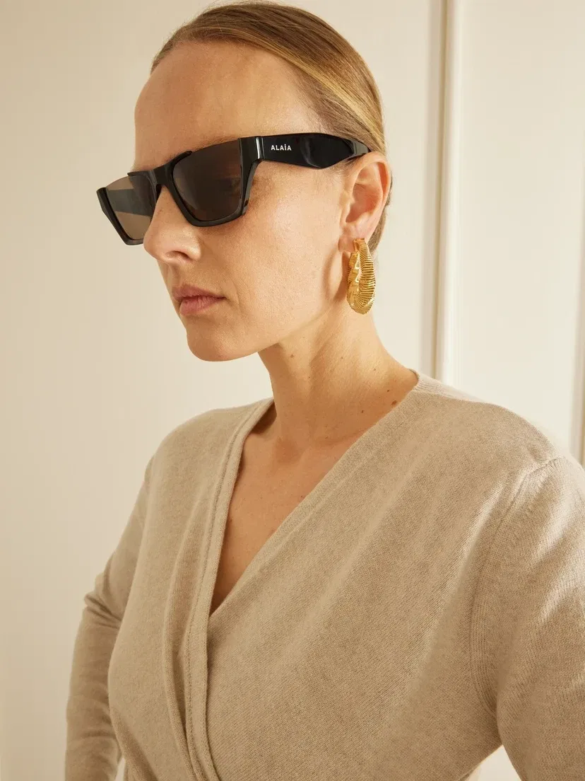 Солнцезащитные очки-авиаторы из ацетата черепахового цвета ALAÏA EYEWEAR, коричневый — фото 4