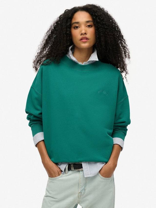 

Толстовка для экипажа большого размера с логотипом essential Superdry, цвет Alpine Green