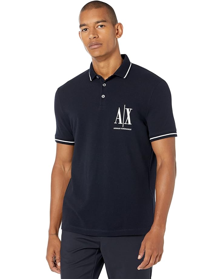 

Поло Armani Exchange Pique with Embroidered AX Logo, темно-синий