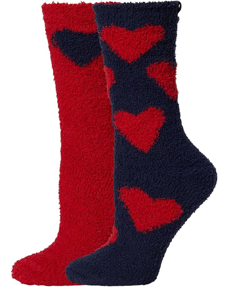 

Носки Barefoot Dreams Cozychic Heart Print Sock Set, цвет Marine/Scarlet