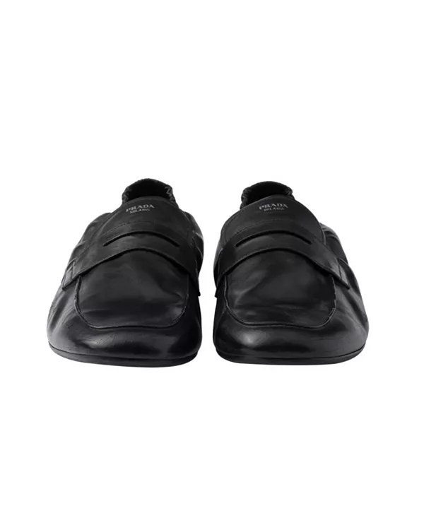 Мужские лоферы Shuffle из состаренной кожи Prada, черный — фото 4