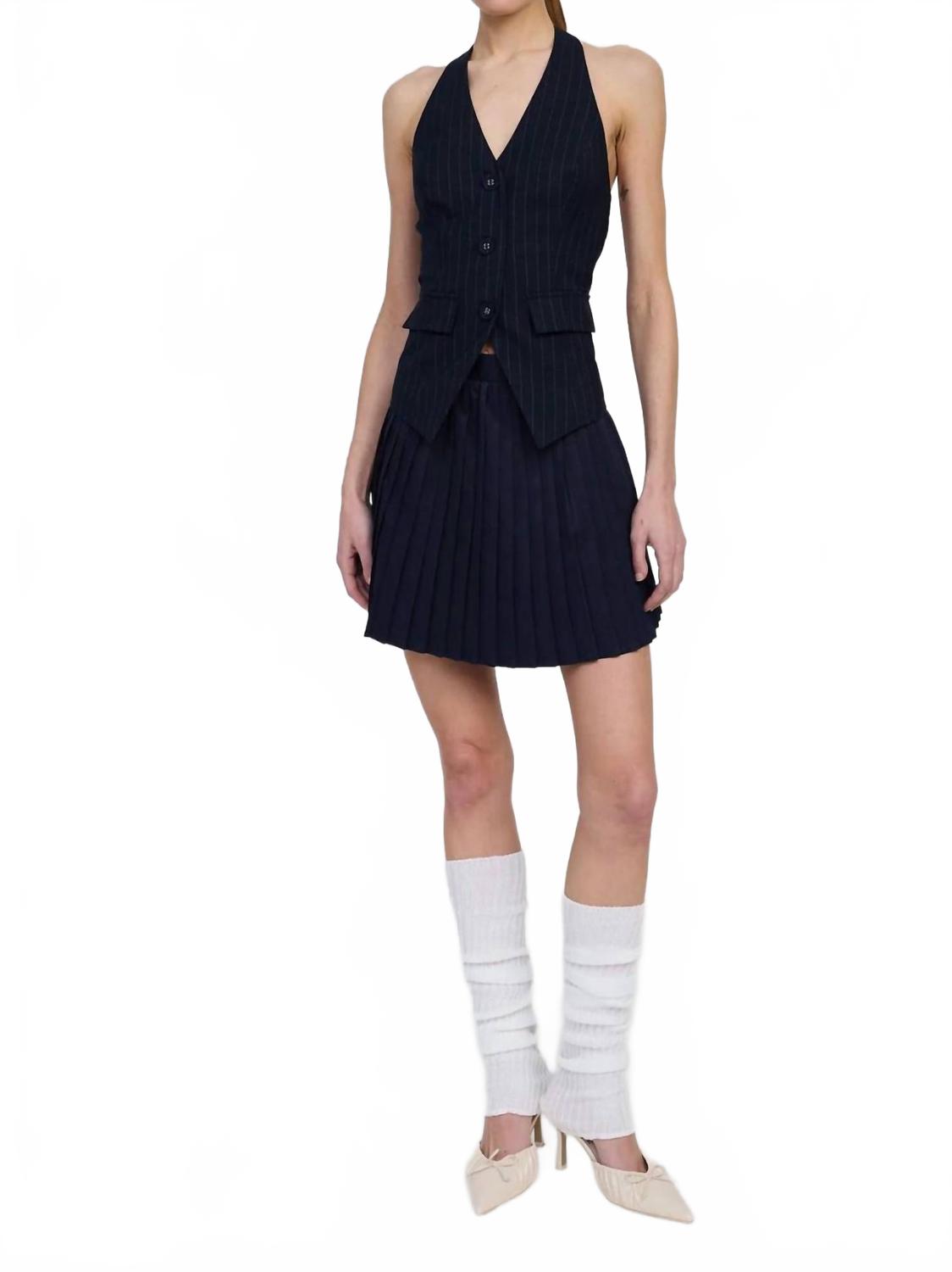 

Прилежный жилет мини-платье в сине-белом цвете En Saison