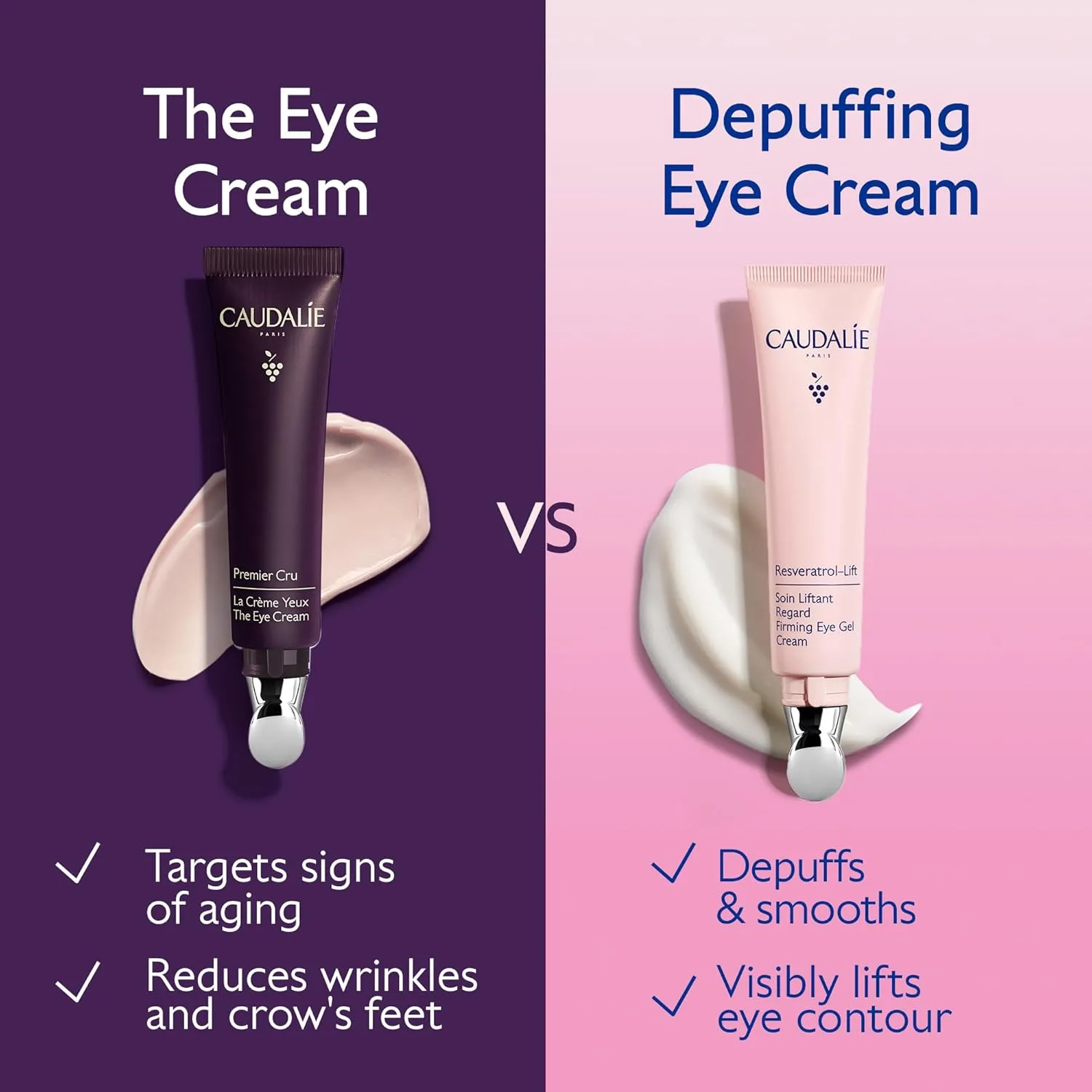 Caudalie Resveratrol-Lift Укрепляющий и обезболивающий гель-крем для глаз с пептидами, гиалуроновой кислотой и веганским коллагеном I - 15 мл — фото 3