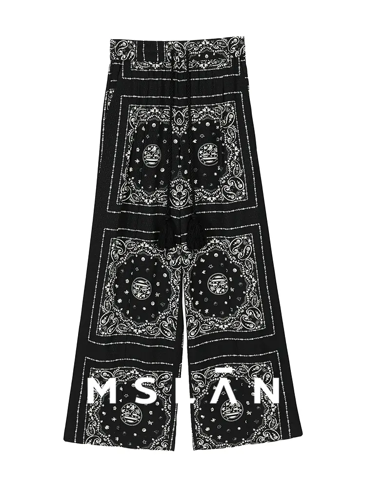 

Брюки облегающие Mslan с узором, черный