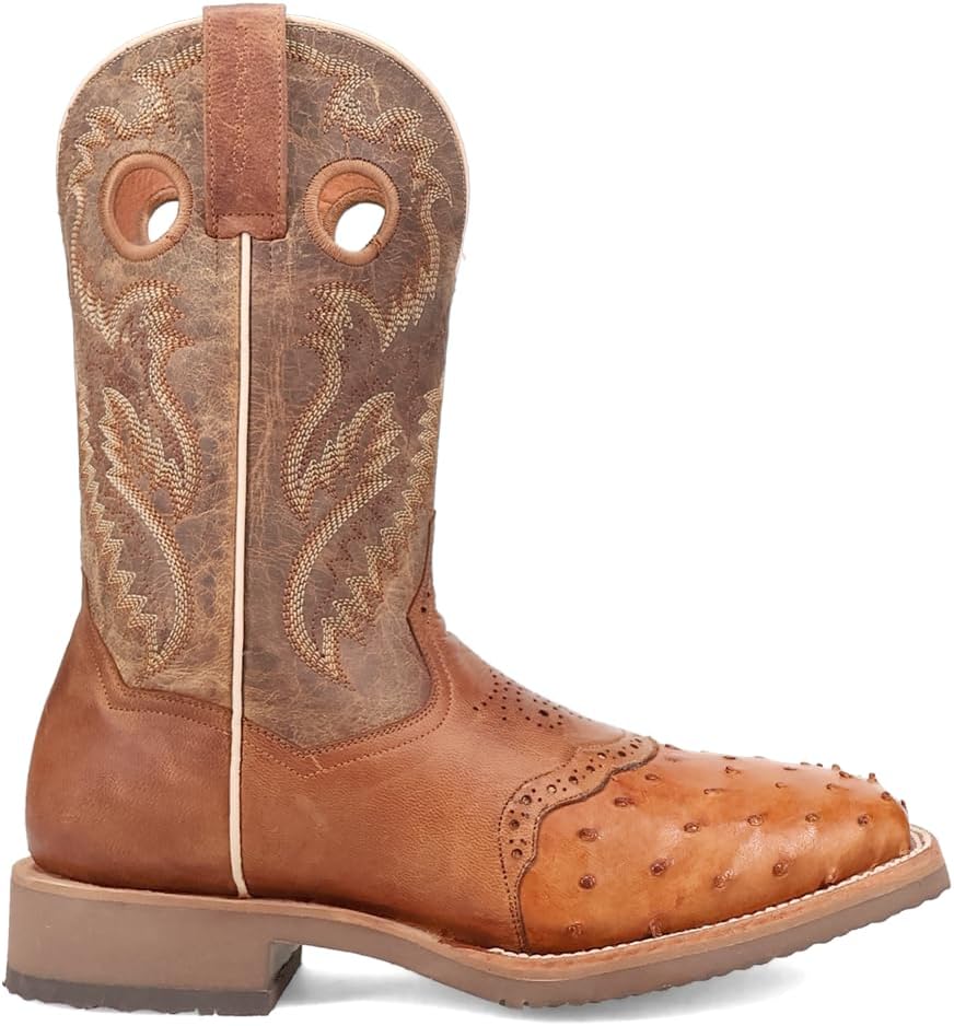 

Мужские ботинки Dan Post Martel из страуса с вышивкой, квадратный носок, сапоги до середины голени - коричневые