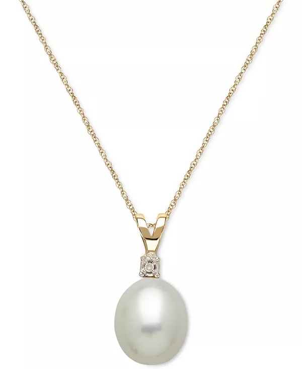 

Ожерелье с подвеской из культивированного пресноводного жемчуга (8 мм) и бриллиантами в 14-каратном золоте Honora, gold