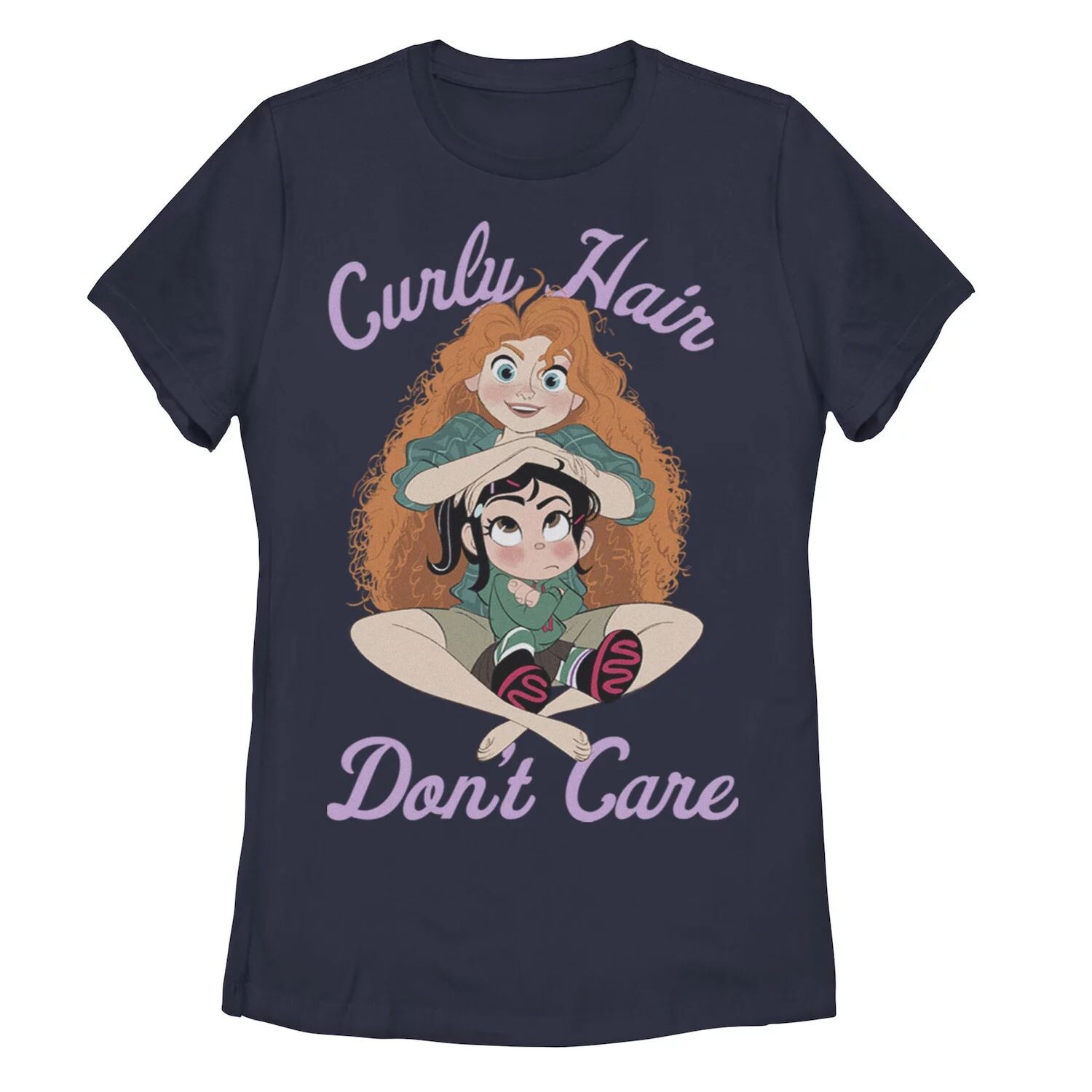 

Детская футболка Disney's Wreck It Ralph 2 Vanellope and Merida с изображением Curly Hair Don't Care Licensed Character, темно-синий, Серый, Детская футболка Disney's Wreck It Ralph 2 Vanellope and Merida с изображением Curly Hair Don't Care Licensed Char