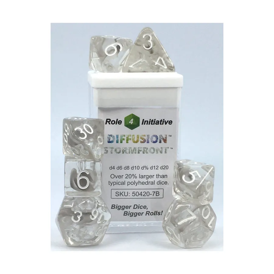 

Многогранные игральные кости — Грозовой фронт с белыми цифрами (7), Game Dice - Diffusion (Role 4 Initiative)
