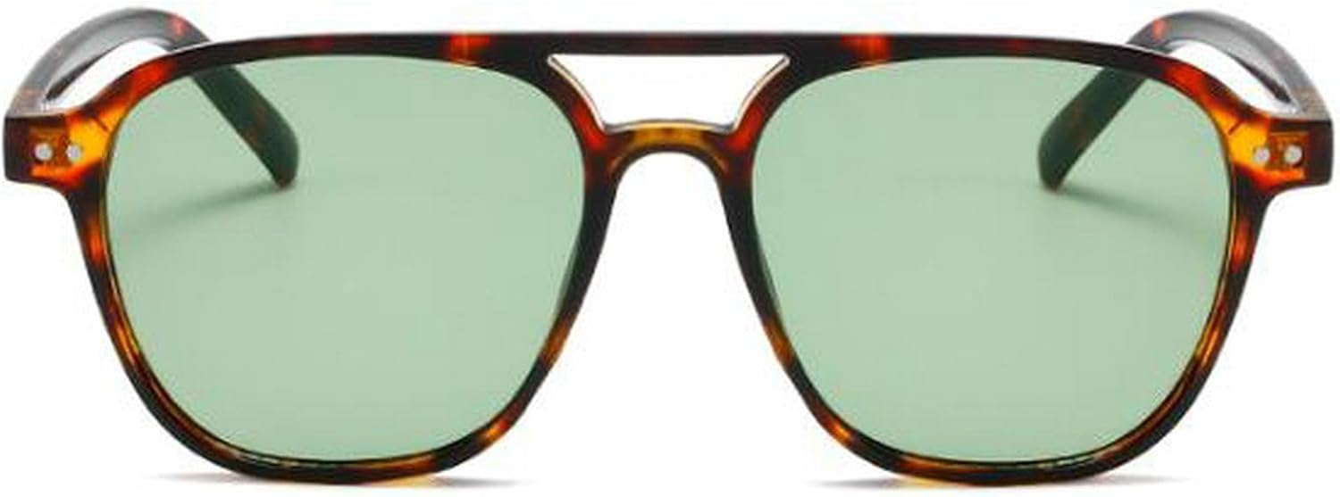 

Мужские солнцезащитные очки-пилот в стиле ретро с двойной перемычкой, защита от ультрафиолета UV400, леопардовый принт, модные женские солнцезащитные очки mincl, Leopard Green