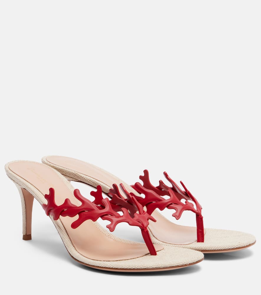 Кожаные сандалии на тонкой подошве Gianvito Rossi, Tabasco Red + Naturale