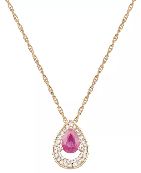 

Ожерелье длиной 18 дюймов с подвеской в форме груши из 14-каратного белого золота с сапфиром (7/8 карата) и бриллиантом (1/5 карата) (доступно с рубинами и изумрудами) Macy'S, ruby