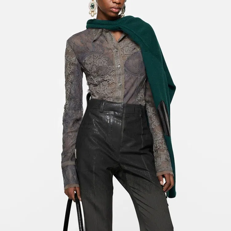 Рубашка женская Acne Studios Anthracite Gray — фото 4