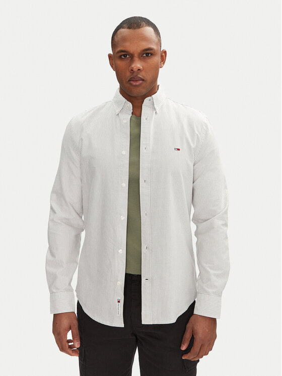 

Рубашка облегающего кроя DM0DM20668 Tommy Jeans, зеленый