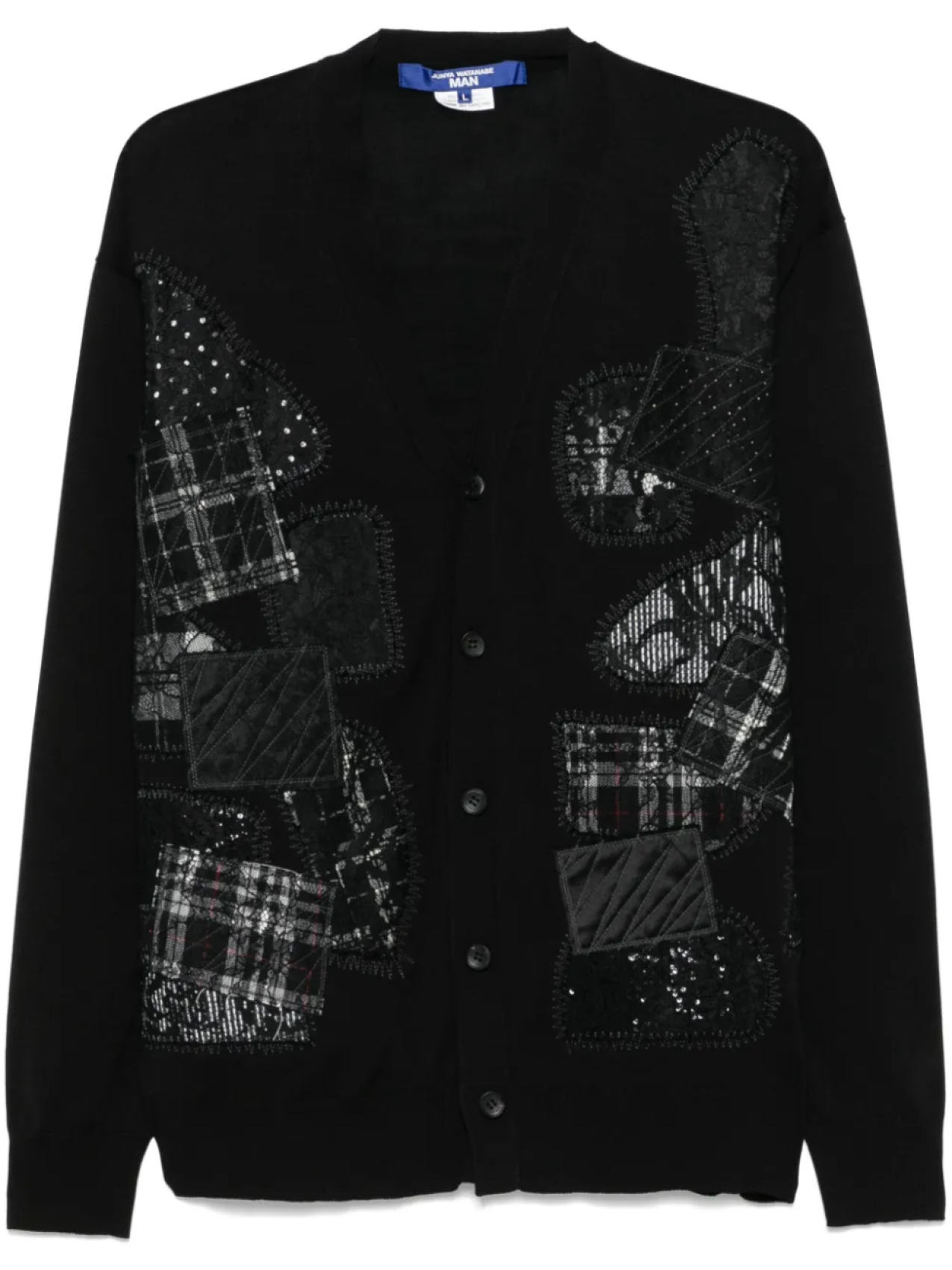 

Junya Watanabe MAN кардиган в технике пэчворк, черный