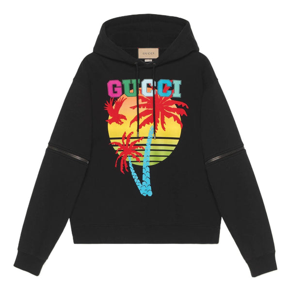 

Толстовка sunset hooded sweatshirt with removable sleeves 'black' Gucci, черный