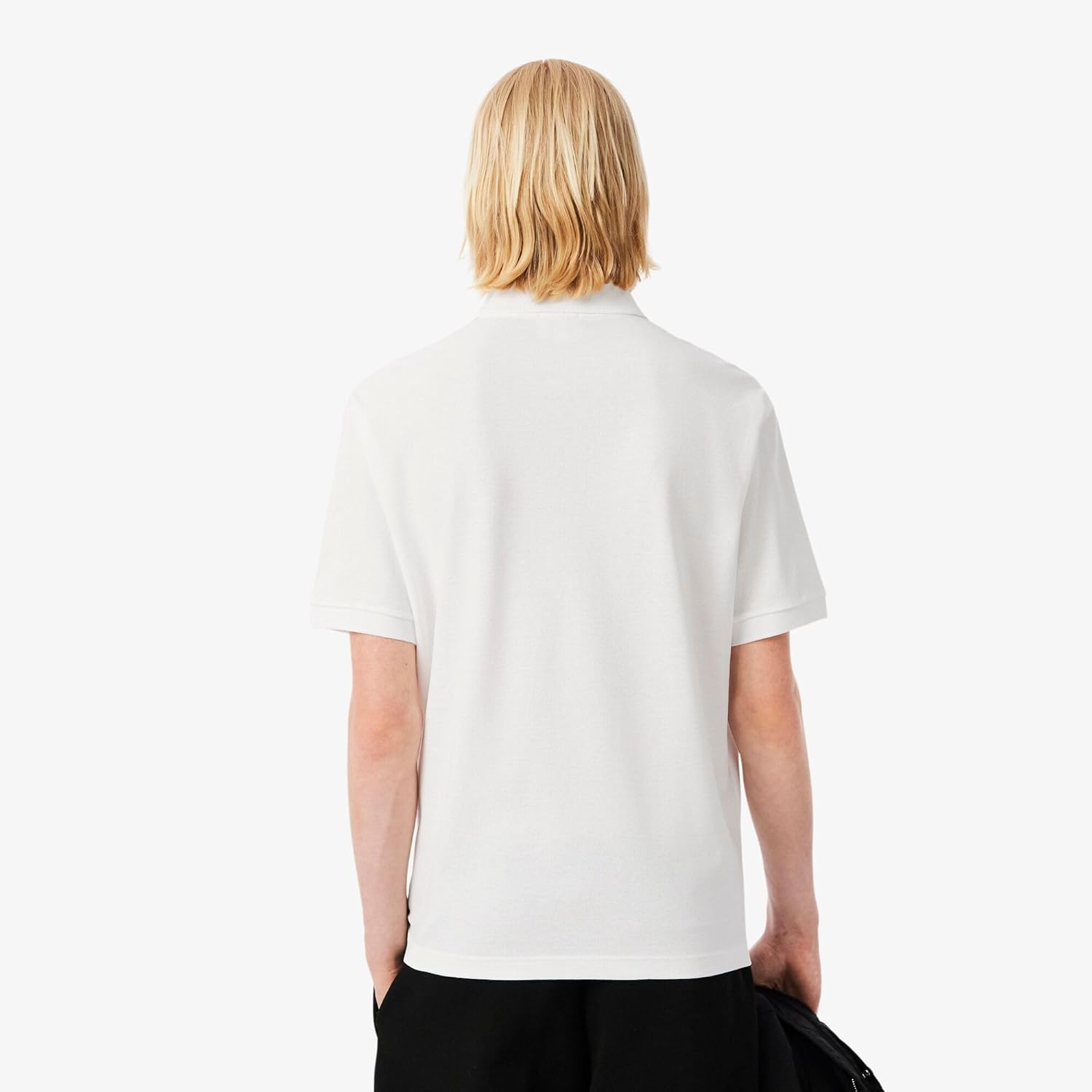 Мужская повседневная официальная поло-рубашка Lacoste из плотной ткани свободного кроя, белый — фото 3