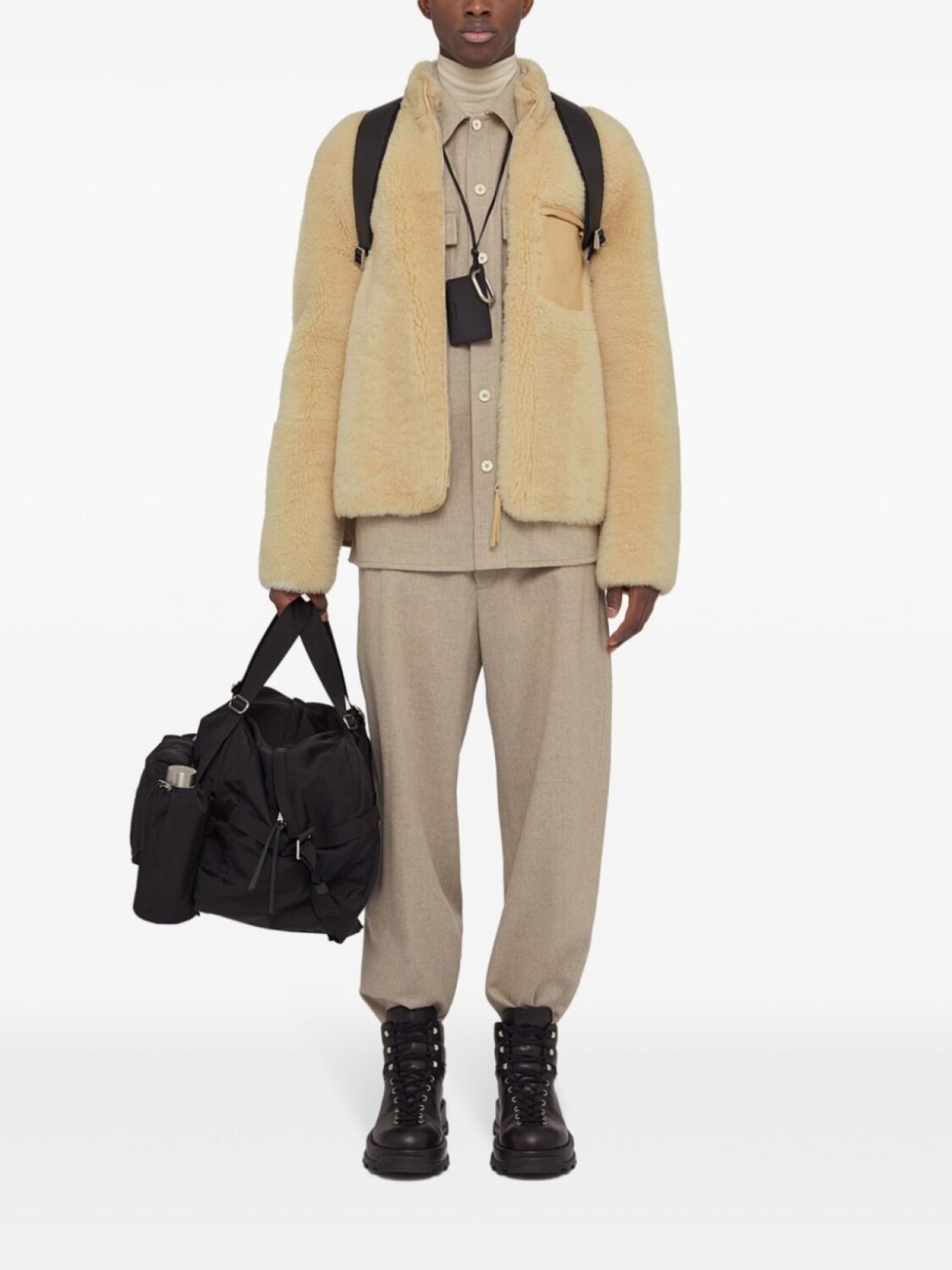 Jil Sander зауженные шерстяные брюки с нашивкой-логотипом, нейтральный цвет — фото 2