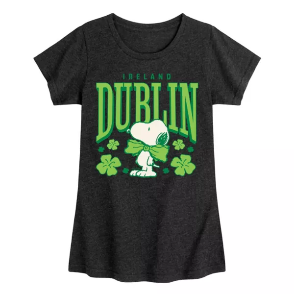 

Футболка для девочек 7-16 лет Peanuts Snoopy Dublin Ireland Licensed Character, цвет heather black