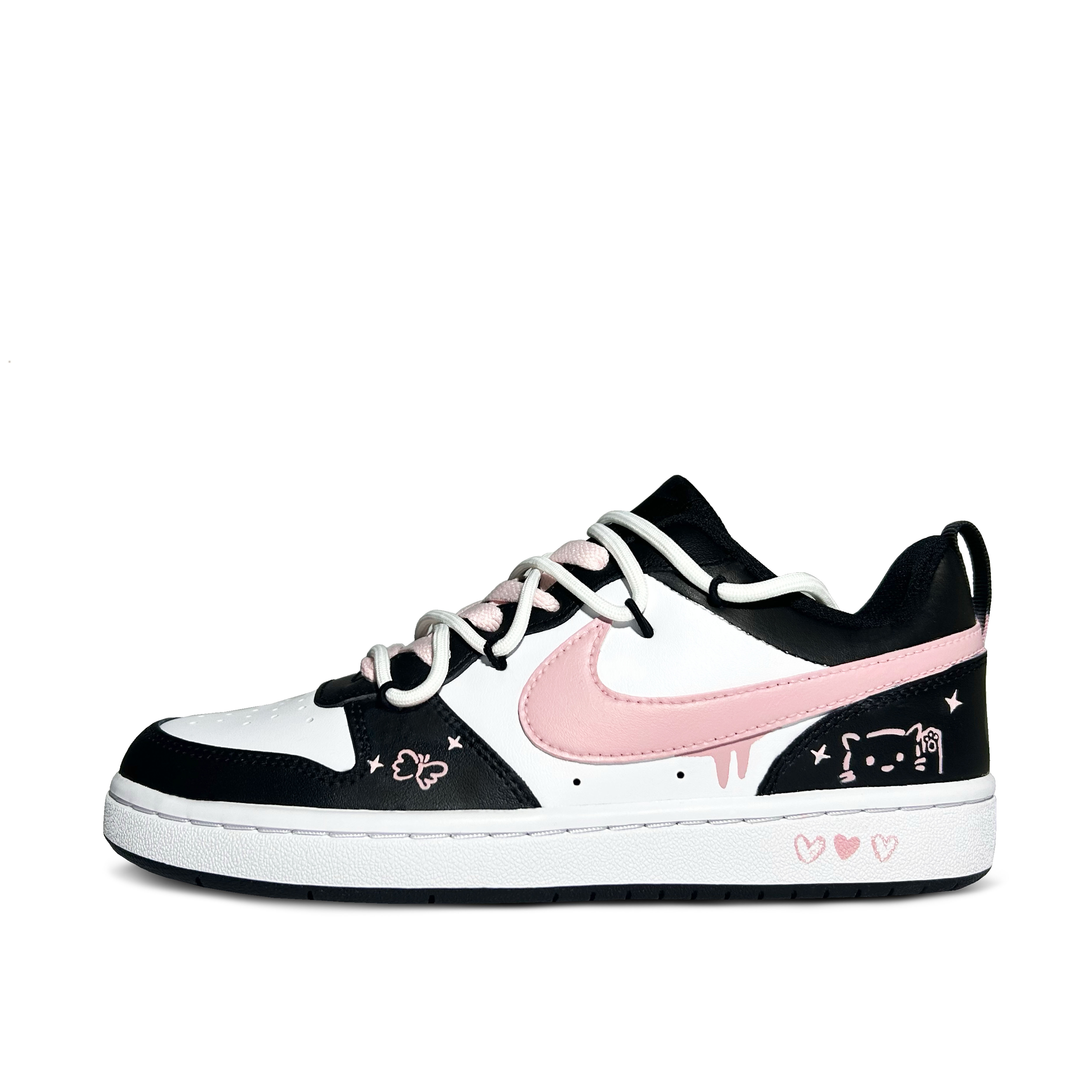 

Кроссовки Nike Court Borough Skateboarding Shoes Women's Low-top Black/pink, цвет Hello little cat