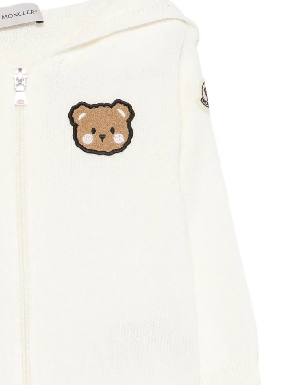 Кардиган с аппликацией в виде медведя Moncler Enfant, нейтральный — фото 3