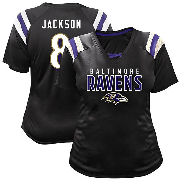 

Женская футболка Baltimore Ravens с именем и номером Lamar Jackson, черная, plus size, реглан, кружевной V-образный вырез Fanatics, Черный, Женская футболка Baltimore Ravens с именем и номером Lamar Jackson, черная, plus size, реглан, кружевной V-образный