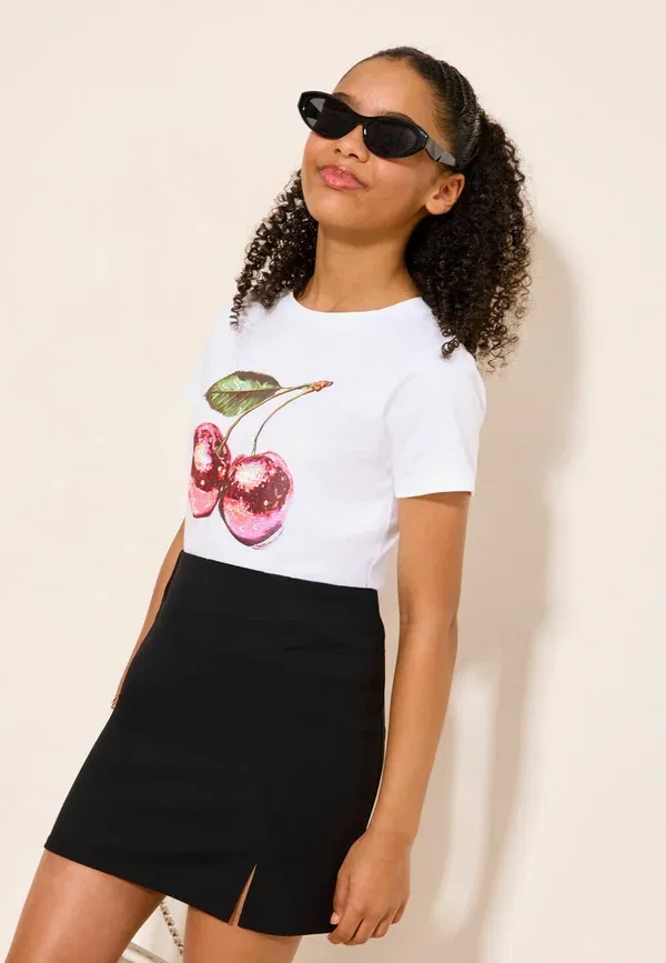 Юбка мини Regular fit split front, Lipsy, A-line, черный — фото 3