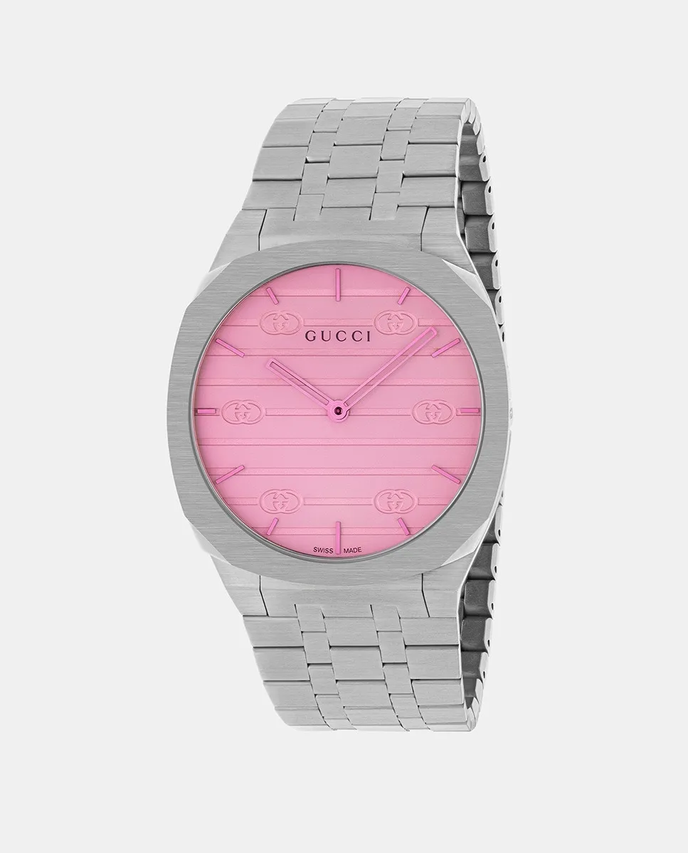 

25H YA163410 Мужские стальные часы Gucci, розовый