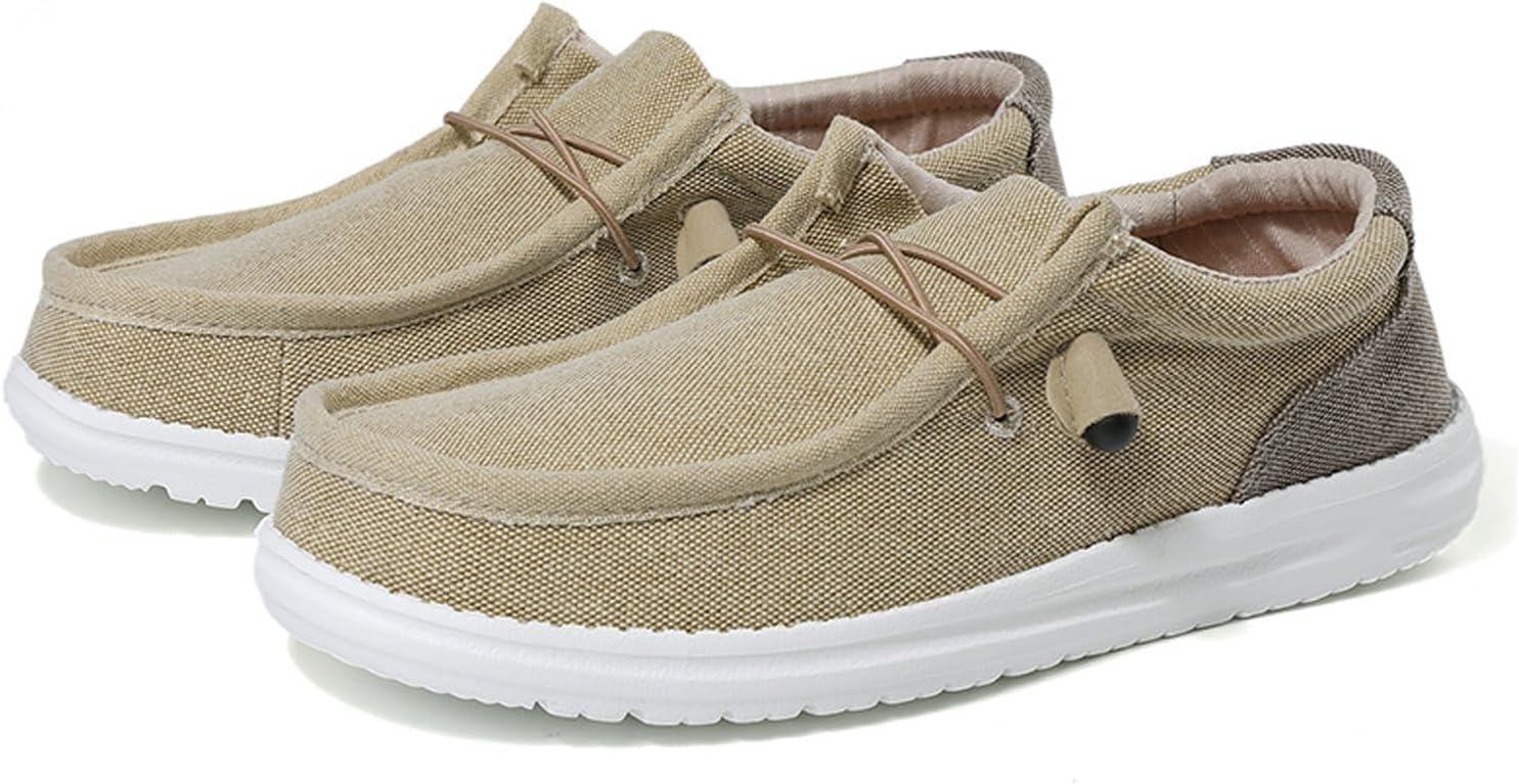 

Мужские лоферы из льна с дышащей подошвой, плоской шнуровкой, удобные, с круглым носком, легкие, противоскользящие, для улицы, вождения и прогулок Nelsbrex, бежевый