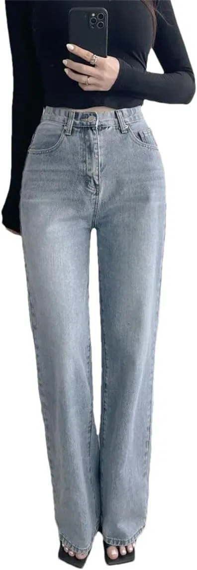 Джинсы свободные джинсовые, Lightblue
