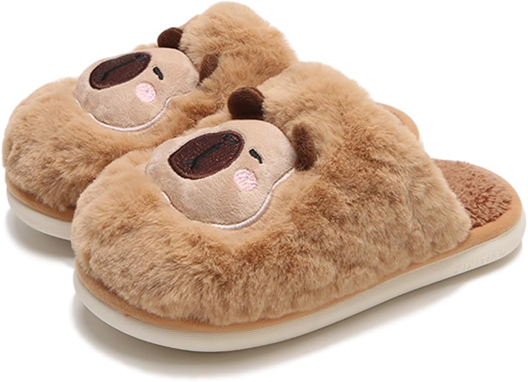 

Тапочки XUNBAI с капибарой для женщин и мужчин, тапочки с персонажами, милые тапочки-животные, зимние мультяшные тапочки для женщин, уютные домашние тапочки, коричневый